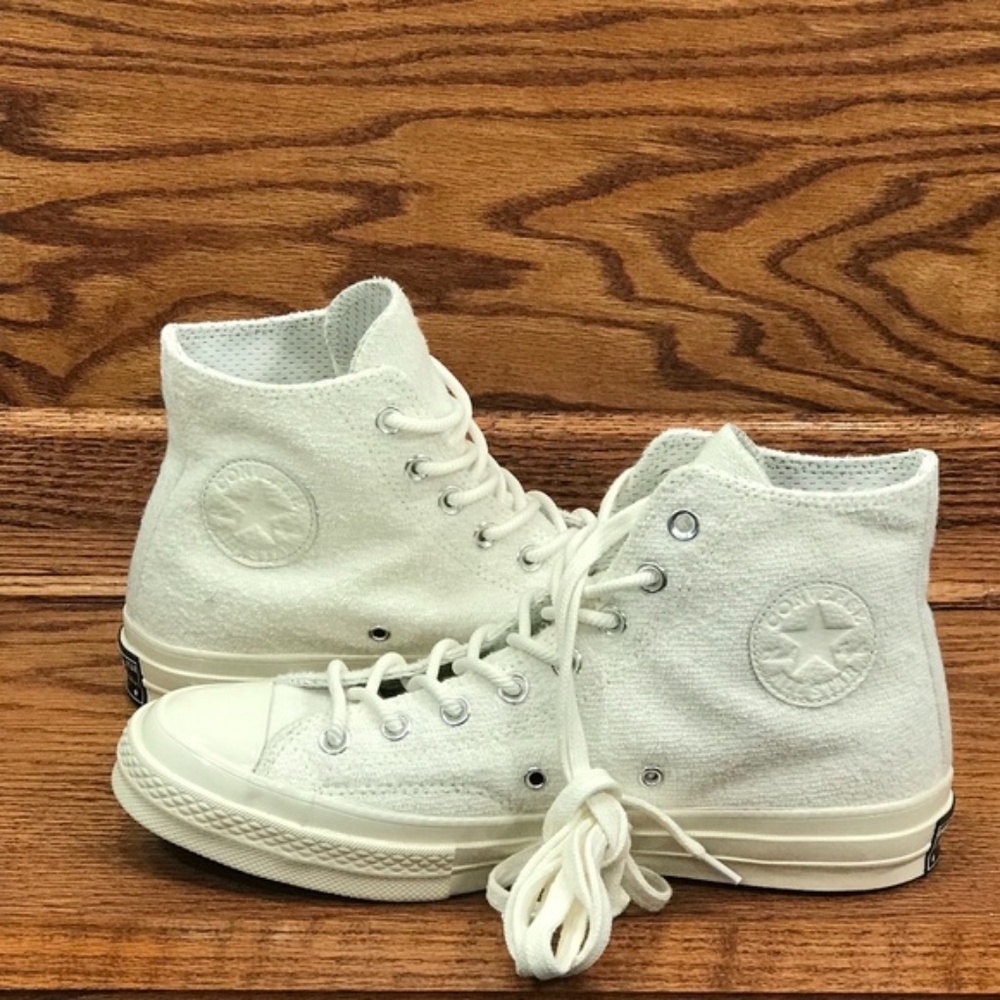 Converse Chuck 70 High Top Sneakers Egret White Fuzzy Terry Cloth Size Men 8